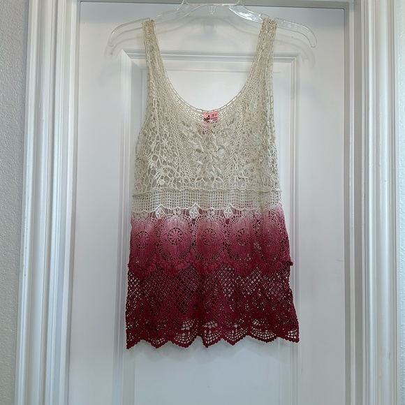 Crochet tank top ombré pink and cream top size small - Picture 1 of 3